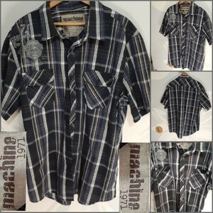 Machine Custom Co 1971 XXL Black/Grey Tartan Plaid With Graphics